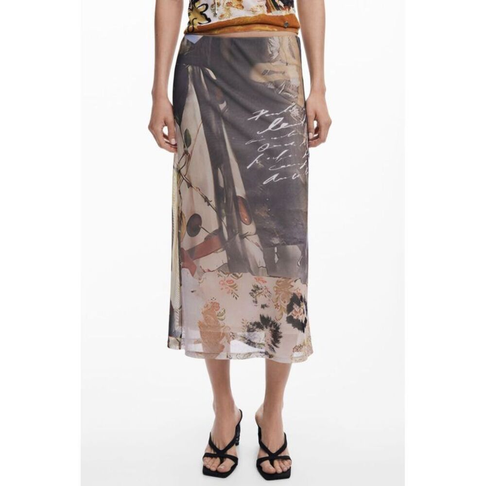 Desigual Beige Polyester Midi Women's Skirt